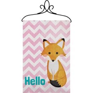 Manual Woodworkers Hello Fox Nursery Wall Hanging Banner Rod 13x18 Woodland NWT